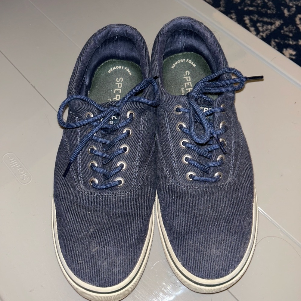 Sperry Men's Navy Corduroy Lace-Up Boat Sneakers